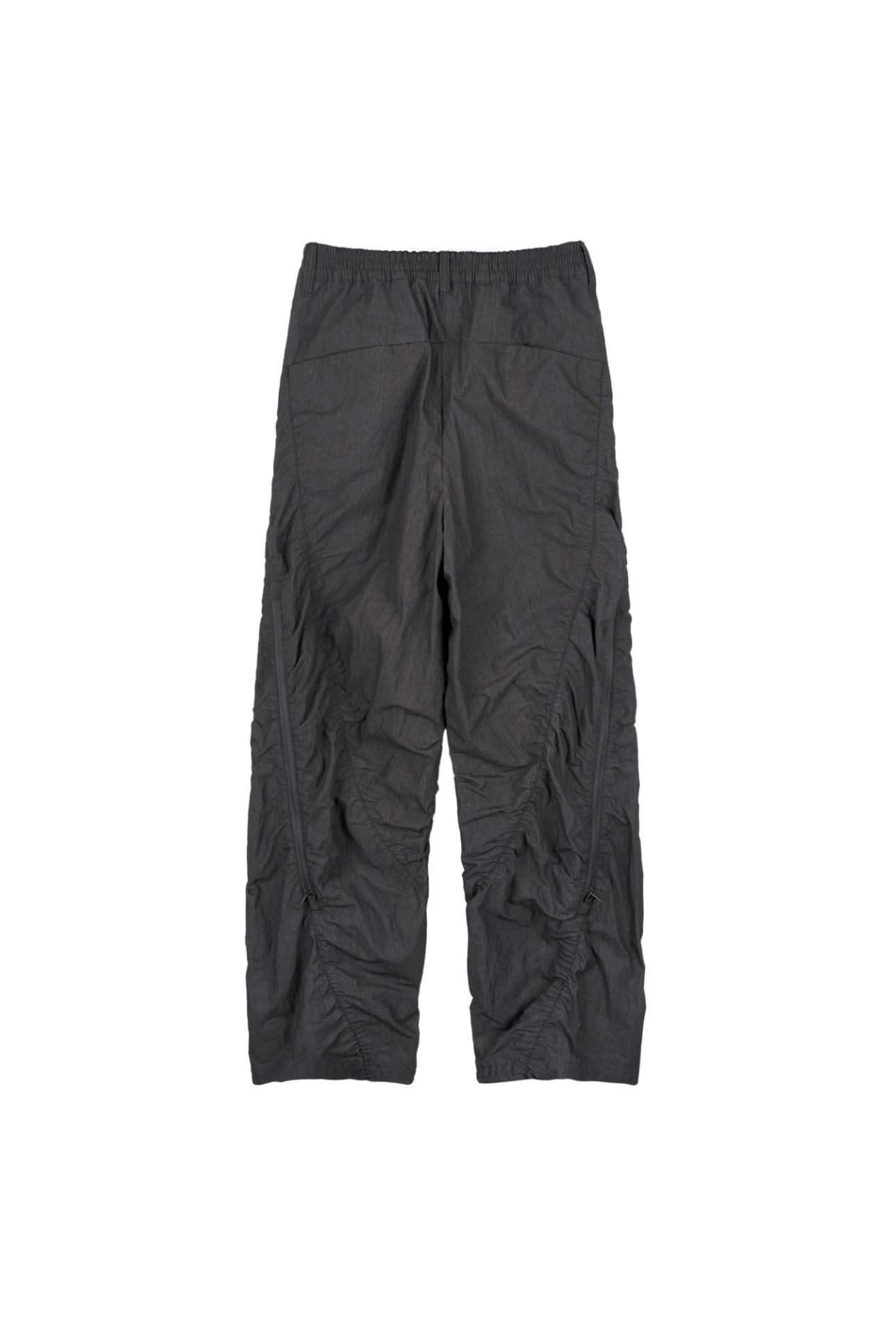 Nylon Shirring Zipper Pants Charcoal